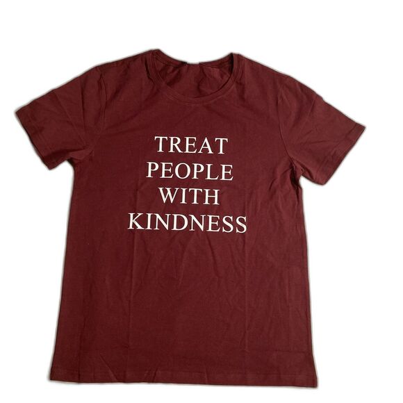Treat People With Kindness LARGE Dark Red / Burgundy T-Shirt 2X lookface - Picture 1 of 3